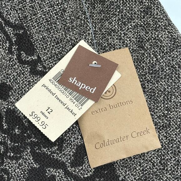 NWD Coldwater Creek Brown Floral Printed Tweed Blazer Suit Jacket Womens Size 12 - Picture 7 of 12